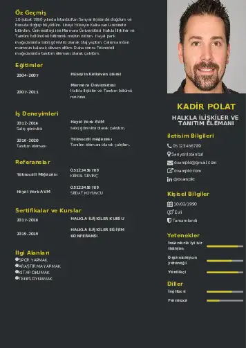 Halkla İlişkiler Cv Örnekleri cv indir